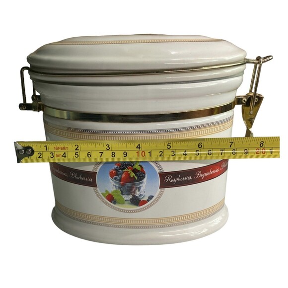 VTG KNOTT’S BERRY FARM 2007 Canister Storage Jar Hinged Lid Ceramic Fruit Print - Picture 6 of 16